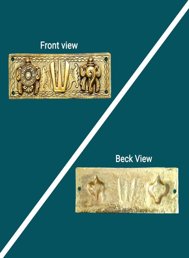 FLAIMYST Shank Chakra Tilak for Door Entrance in Aluminium Metal, Tirupati Door Wall Hanging Shankh Chakra Namah Decorative for Home, Office, Room, Religious House Warming (Gold Plating Antique) - Image 3